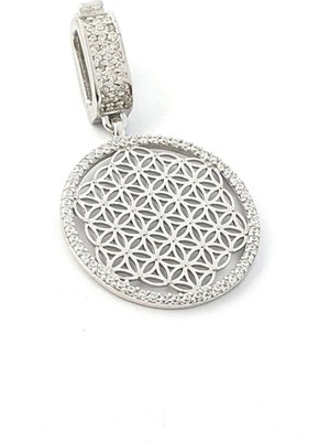 Zirkon Taş Detaylı 925AYAR Gümüş Yaşam Çiçeği  Luxury Tasarım Charm Kolye Ucu