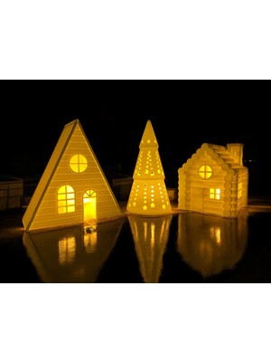 3lü Set LED Mum Işıklı Yılbaşı Noel Çam Ağacı Ev Evler Tealight 3 Adet LED Mum Dahıl