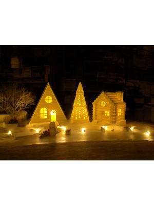 3lü Set LED Mum Işıklı Yılbaşı Noel Çam Ağacı Ev Evler Tealight 3 Adet LED Mum Dahıl