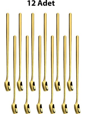 Chavin 12 Adet Çelik 17 cm Uzun Kahve ve Smoothie Karıştırma Kaşığı