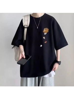 Amor Man Büyük Beden Özel Tasarım Kediler Baskılı Süper Rahat Modern Battal Erkek T-Shırt