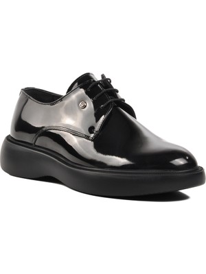 Pierre Cardin Siyah Rugan Erkek Ayakkabı Deri Taban Düz Bağcıklı Şıklık