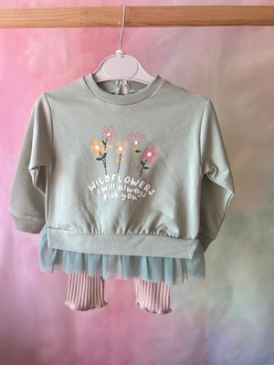 Lisa Loom Çiçek Desenli Fitilli Taytlı 2'li Alt Üst Takım