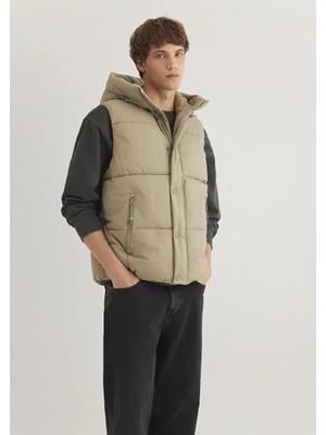 Mavi Kapüşonlu Bej Şişme Yelek 0110306-86749