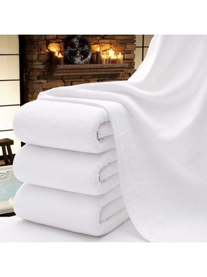 2 Adet Otel Havlusu Pamuklu 70X140CM Yüksek Kaliteli Beyaz Banyo Havlusu 400GR Havlu