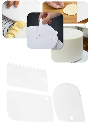 Techno Station Hamur Kazıyıcı Spatula 3'lü Set Pasta Kreama Sürme Hamur Şekillendirme Kazıma Spatula Seti Silikon