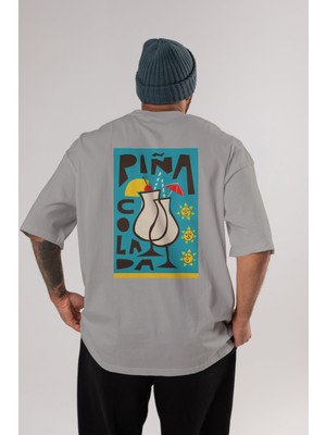 Pina Colada 4 Arka Baskılı Oversize T-Shirt Erkek Kadın Unisex %100 Pamuk Bisiklet Yaka Tişort