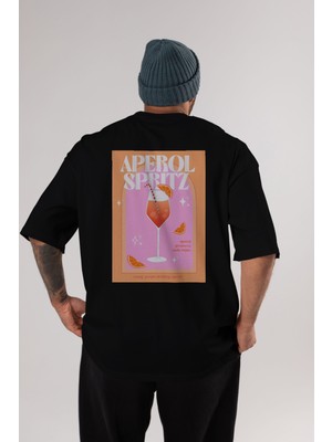 Aperol Spritz 2 Arka Baskılı Oversize T-Shirt Erkek Kadın Unisex %100 Pamuk Bisiklet Yaka Tişort