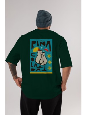 Pina Colada 4 Arka Baskılı Oversize T-Shirt Erkek Kadın Unisex %100 Pamuk Bisiklet Yaka Tişort