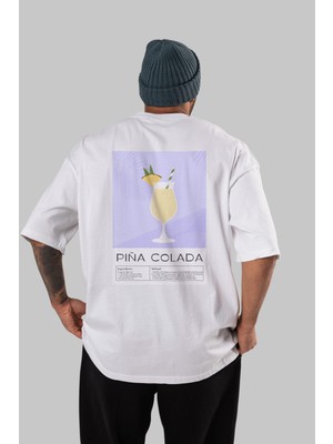 Pına Colada 6 Arka Baskılı Oversize T-Shirt Erkek Kadın Unisex %100 Pamuk Bisiklet Yaka Tişort