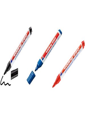 Edding 260 Kırmızı & Mavi & Siyah  3 Adet Kalem