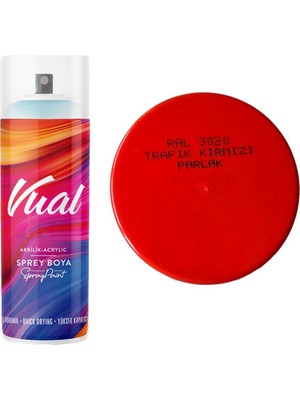 Permolit Vual Akrilik Sprey Boya Trafik Kırmızı Parlak 400 ml - RAL3020