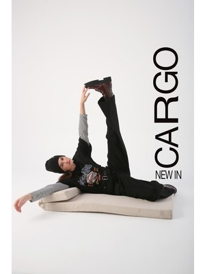 ALLDAY Siyah-Palaska Kemerli Cepli Bol Paça Pantolon