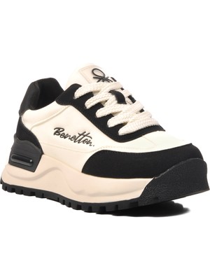 Benetton Beyaz-Siyah Kadın Spor Ayakkabı