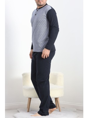 Jakarlı Erkek Pijama Takımı Indigo - 40064.1838.