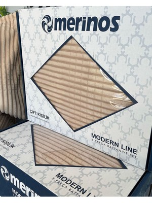 Merinos Modern Lıne 3 Parça Yatak Örtüsü Battaniye Seti Çift Kişilik MODERNLINEBEJ02