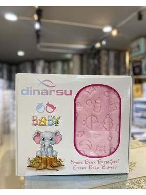 Dinarsu Emboş Kız Bebek Bebe Battaniyesi Kutulu 100X120 Pembe