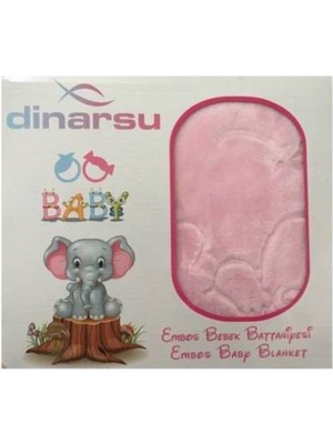 Dinarsu Emboş Kız Bebek Bebe Battaniyesi Kutulu 100X120 Pembe