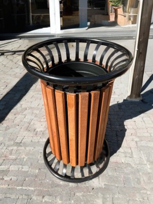 Metal Ahşap Kaplamalı Geniş Dış Mekan Çöp Kovası-Bahçe