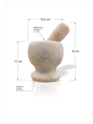 M3 Decorium Bej Parlatılmış Gerçek Mermer Sarımsak Kahve Baharat Çekirdek Çeşni Dövme Ezme Havan Ve Tokmak