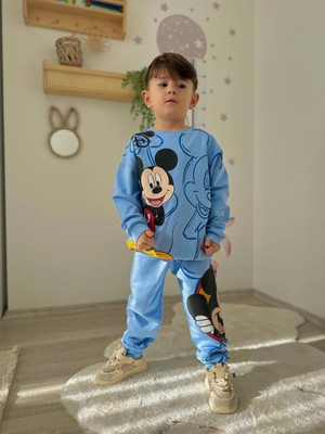 Sacro Kids Mavi Mickey Baskılı 2 Iplik Mevsimlik Erkek Çocuk Takım