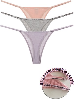 Vanilya Secret Pamuklu Beli Ayarlanır Kadın Tanga 3'lü Paket