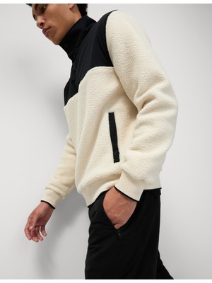 Renk Bloklu Polar Sweatshirt