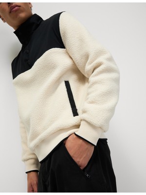 Renk Bloklu Polar Sweatshirt