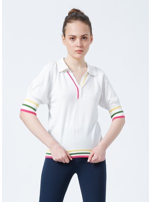 Benetton Polo Yaka Krem Kadın T-Shirt 1094E3005