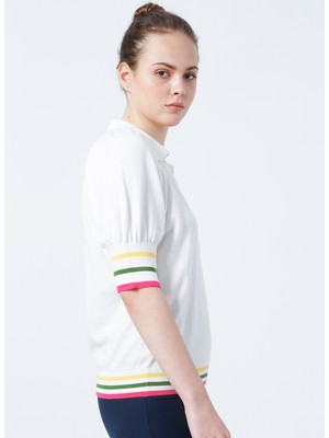 Benetton Polo Yaka Krem Kadın T-Shirt 1094E3005