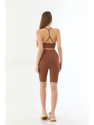 BYR Byricgy Kahve Mi  3921 Soft Seamless Ripli Tayt Yoga Takımı Byrnew