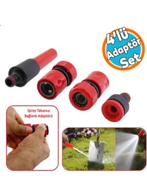 Hortum Sulama Başlığı Seti Su Tabanca Bağlantı Ekleme Aparatı Eki Bahçe Sulama Adaptörü 4 Parça
