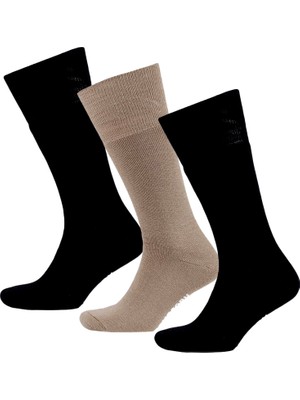 Thermoform Akrilik Asker Çorap 3'lü Paket Siyah-Kum