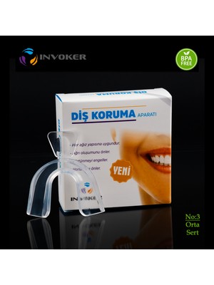 Invoker Diş Gıcırdatma Diş Sıkma Çene Sıkma Önleyici Yüksek Kalite Bruksizm Aparatı Silikon Gece Plağı No:3 Orta Sert