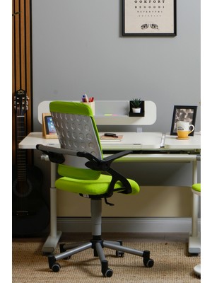 Creo Mobili Ev Ofisi İçin Çalışma Sandalyesi, Sağa Sola Esneyebilir - Taşıma kap. 120kg, Yeşil/Yeşil - Vega Plus
