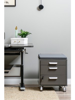 Creo Mobili Kurumsal Ofisler İçin Ergonomik Tekerlekli Keson - Taşıma kap. 100kg, Antrasit/Antrasit - Vega