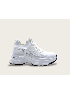 Guja G25Y309 Taşlı Beyaz Kadın Günlük Triko Spor Ayakkabı