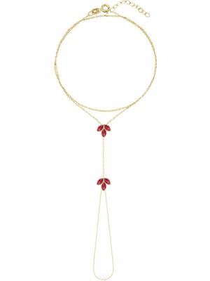 Silveranka 925 Ayar Gümüş Garnet Taşlı Lotus Çiçeği Şahmeran