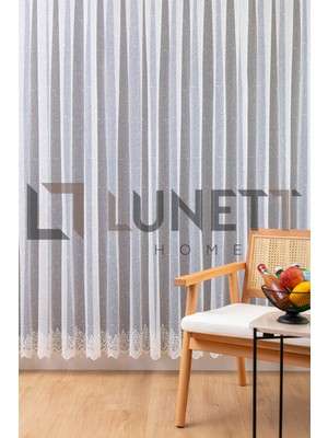 Lunett Home Kullanıma Hazır Ekru Renk Calisto Desen (1x2) Seyrek Pile Tül Perde