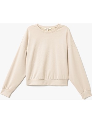 Koton Modal Kumaş Bisiklet Yaka Uzun Kollu Basic Sweatshirt