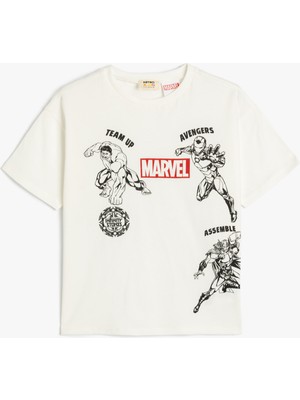 Koton Lisanslı Marvel Baskılı Oversize Tişört Kısa Kollu Bisiklet Yaka Pamuklu