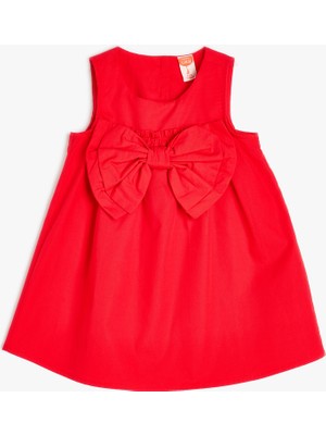 Koton Fiyonk Detaylı Bisiklet Yaka Pamuklu Askılı Elbise