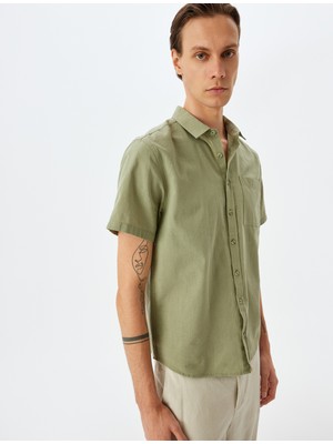 Koton Kısa Kollu Pamuklu Cep Detaylı Slim Fit Gömlek