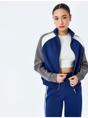 Koton Renk Bloklu Reglan Kol Fermuarlı Sweatshirt