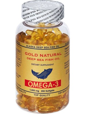Gold Natural Omega 3  200 Balık Yağı Softgel ABD
