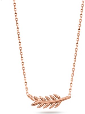 925 Ayar Rose Gold Başak Kadın Gümüş Kolye