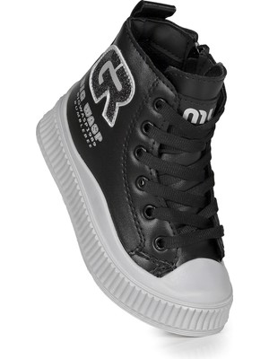 Kiko Kids Wasp Fermuarlı Günlük Kız Çocuk Bot Ayakkabı Siyah - Gümüş