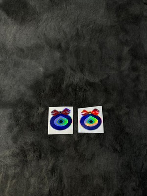 Otomor Aksesuar Nazar Boncuğu Küçük Hologram Etiket Sticker 2'li 6X6CM Tır Kamyon Dolmuş Araba
