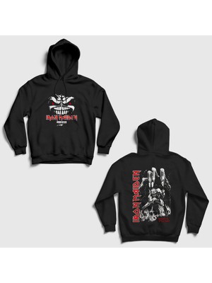 Presmono Siyah Beast Metal Iron Maiden Sırt Baskılı Kapüşonlu Sweatshirt