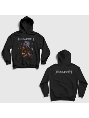 Presmono Siyah Cyber Army V2 Megadeth Sırt Baskılı Kapüşonlu Sweatshirt